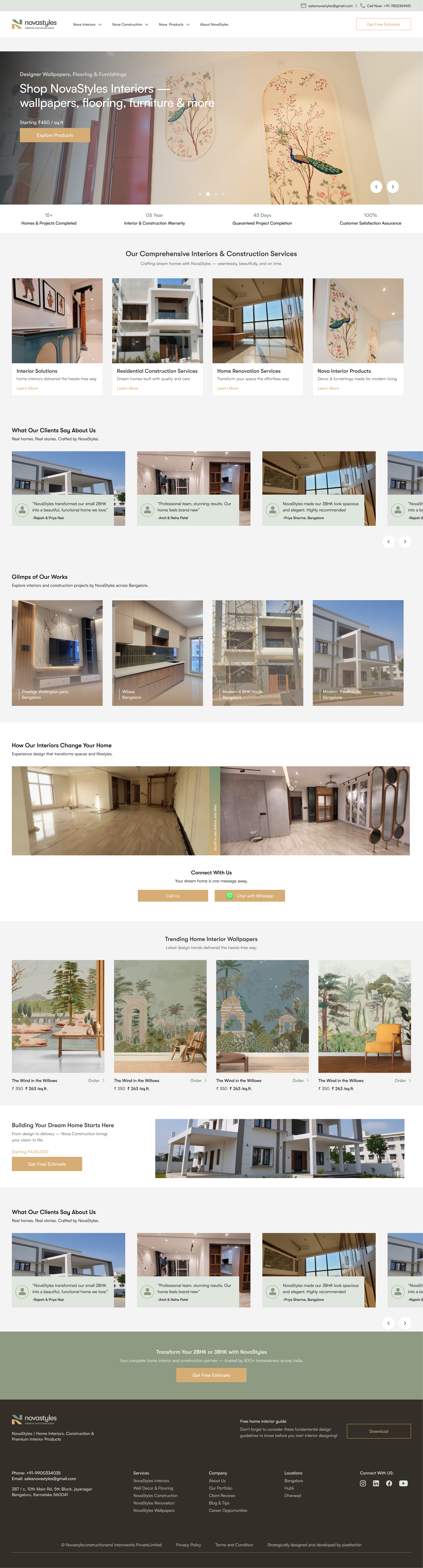 NovaStyles Home Page — Desktop